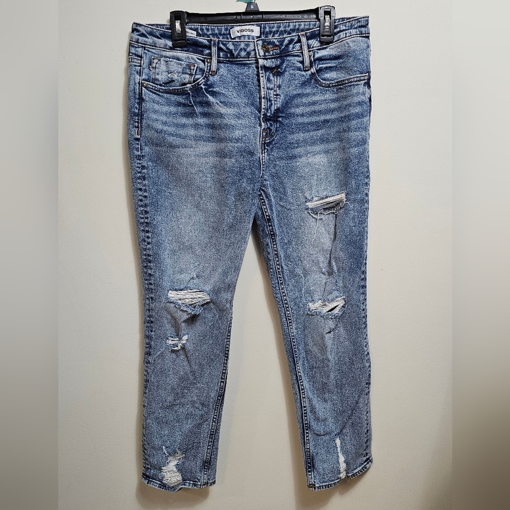 Vigoss Frankie Slim‎ Straight Cropped Distressed Jeans